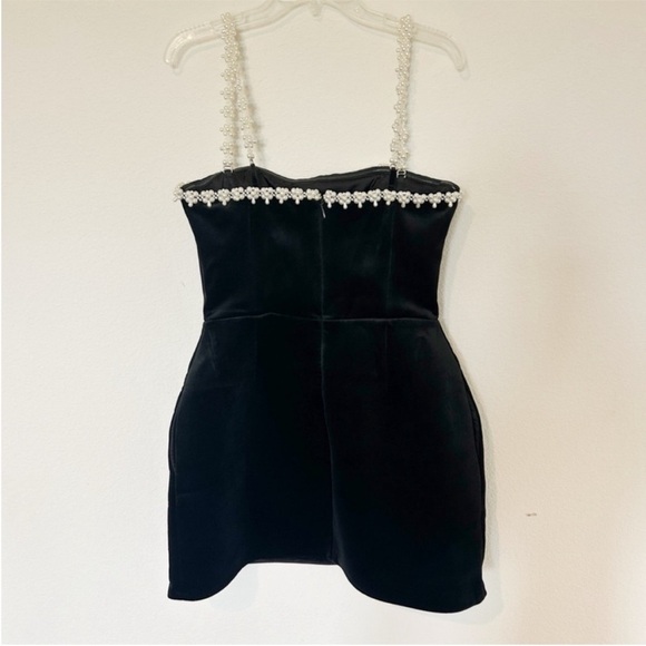 Nadine Merabi Em Velvet Black Pearl Mini Dress - Picture 10 of 11